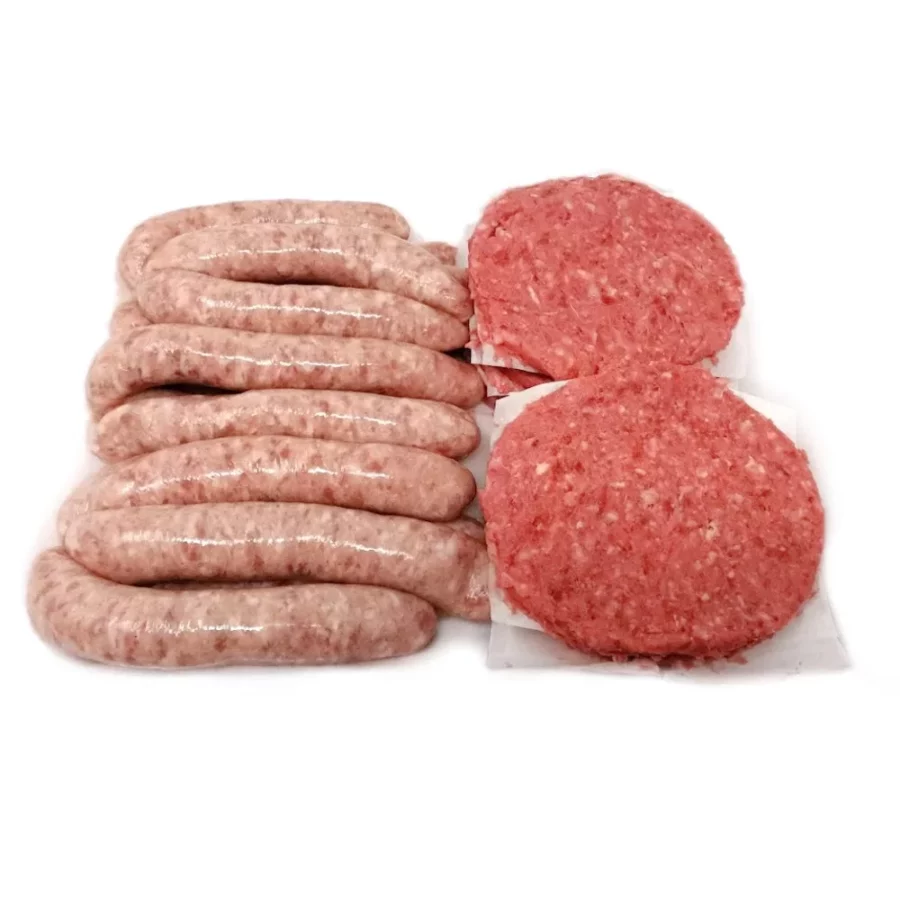 Picture of sausages and burgers