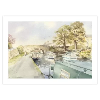 picture of a card that depicts Hest Bank Canal.
