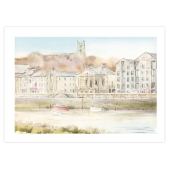 image of a card that depicts Quayside in Lancaster.