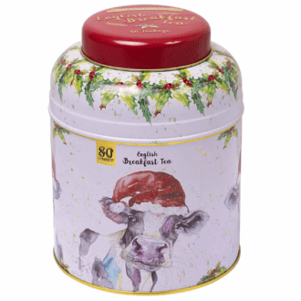 picture of festive cow tea caddy