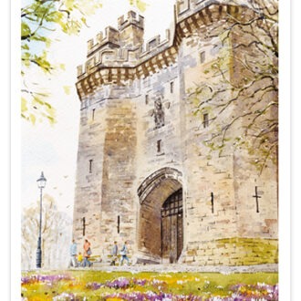 image of card depicting Lancaster Castle in Spring