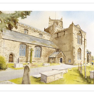 picture of card depicting cartmel priory