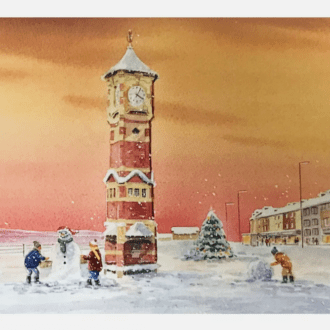 picture of card depicting Winter Fun at Morecambe