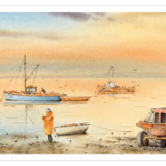 picture of card depicting Fishermen at work, Morecambe