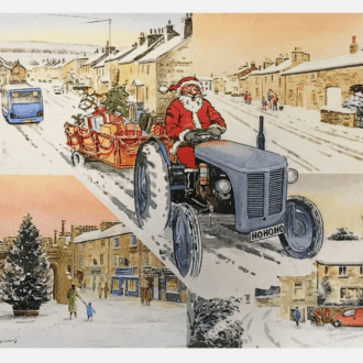 Picture of a card depicting: Santa Visits the Lune Valley.