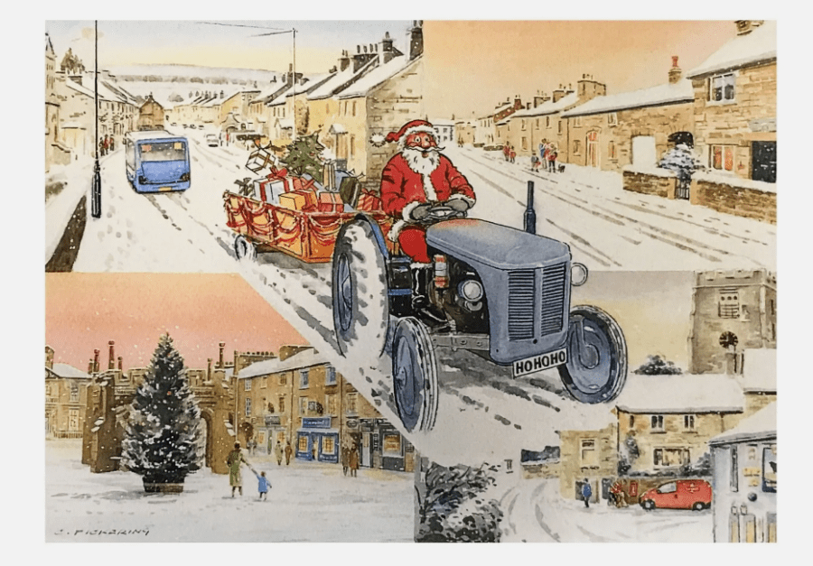 Picture of a card depicting: Santa Visits the Lune Valley.