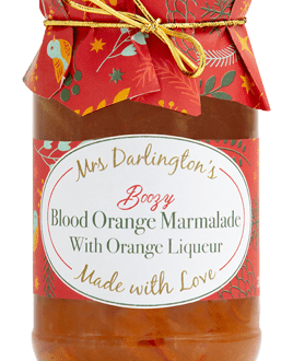 image of a jar of blood orange marmalade with orange liqueur