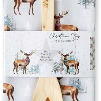 picture of Christmas Stag tea towel and spoon set